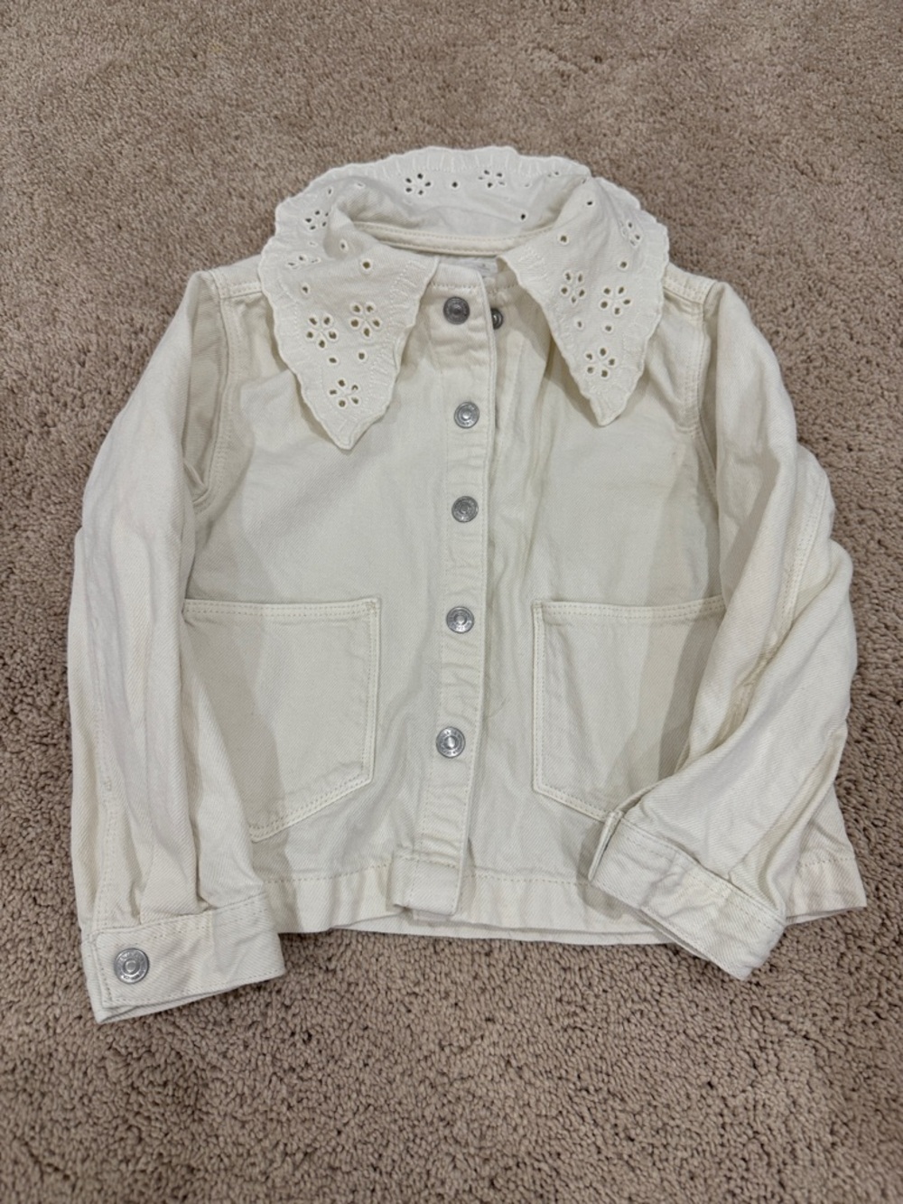 Zara Cream Kids denim jacket with Subtle Texture